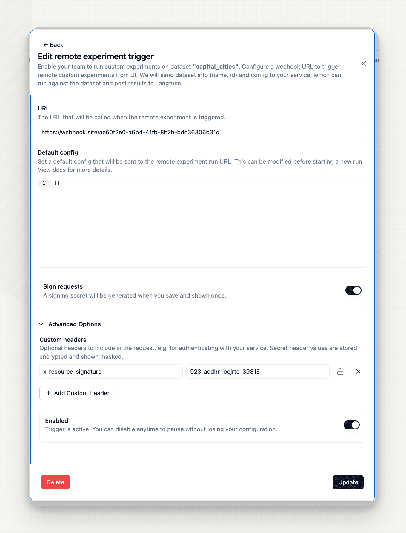 Secure remote experiment triggers